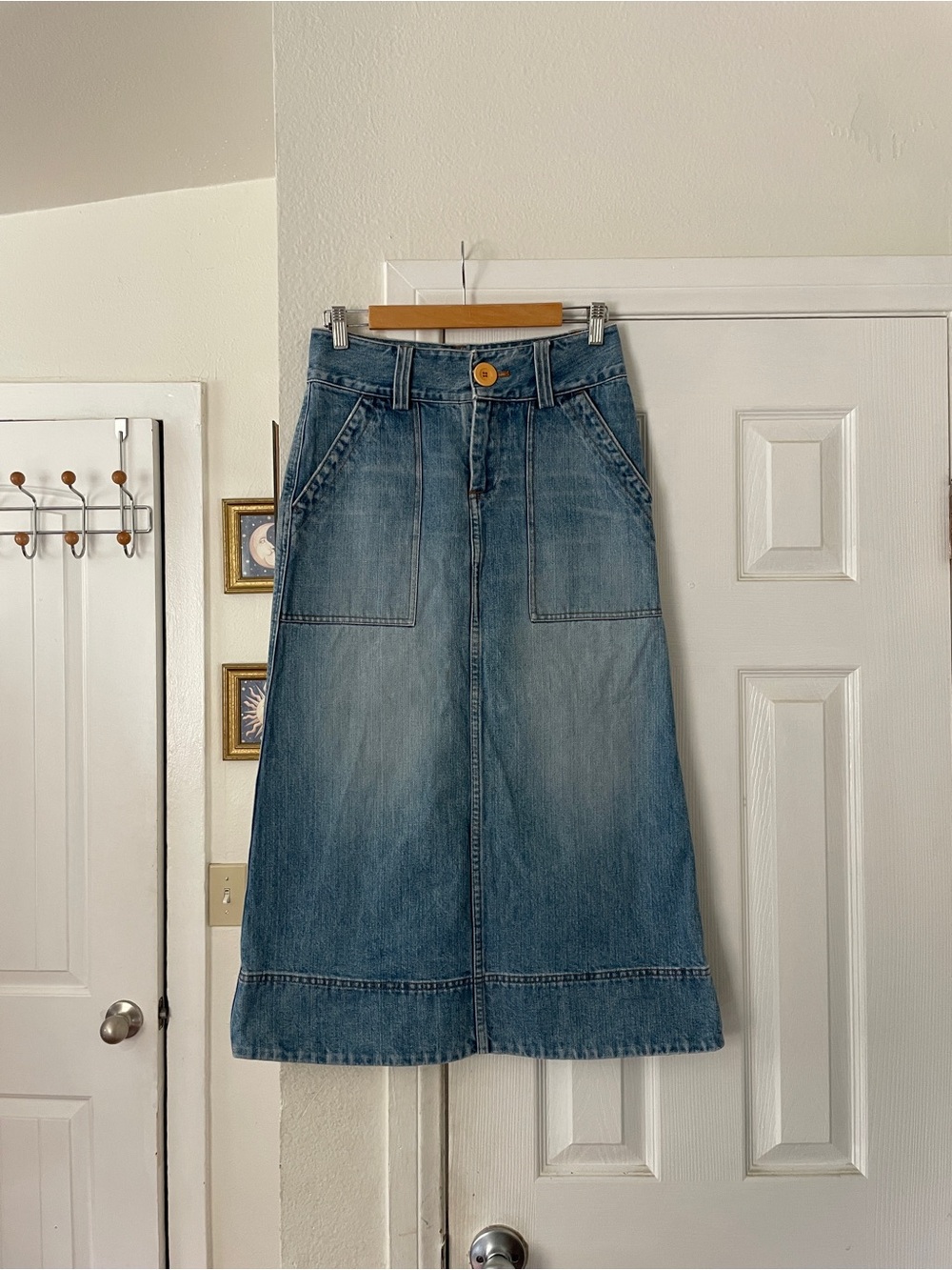 Marc Jacobs Denim A-Line Midi Skirt Blue size 4 100% cotton Y2K Cottage
